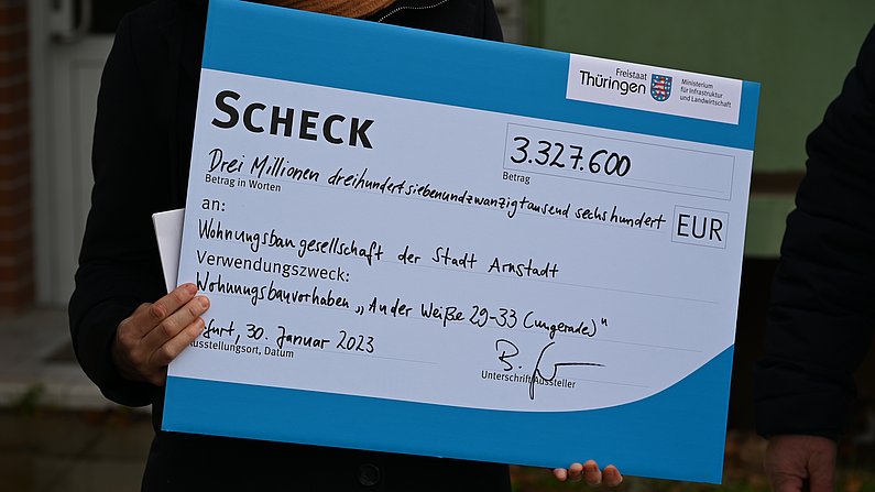 Der Scheck für die Blocks An der Weiße 29 - 33